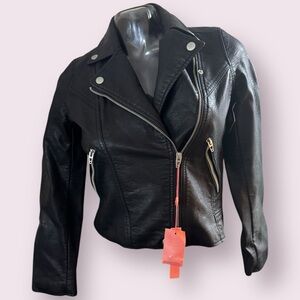 BlankNYC Girl’s PU black leather moto jacket NWT